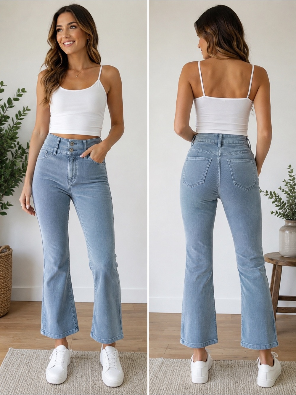 American Eagle High Rise Kick Boot Corduroy Pants Light Blue 000 Short